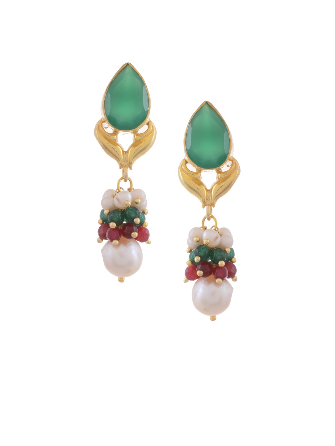 Silvermerc Designs Gold-Plated Sterling Silver Turquoise & Pearl Studded Drop Earrings, Green
Silvermerc Designs Gold-Plated Sterling Silver Turquoise & Pearl Studded Drop Earrings, Green