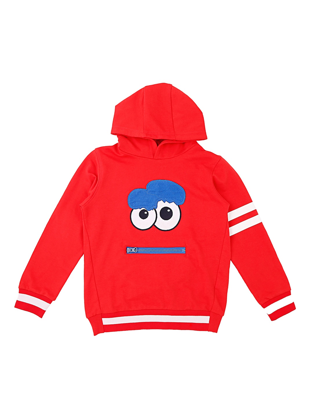 Pantaloons Junior Boys Red Printed Hooded Sweatshirt