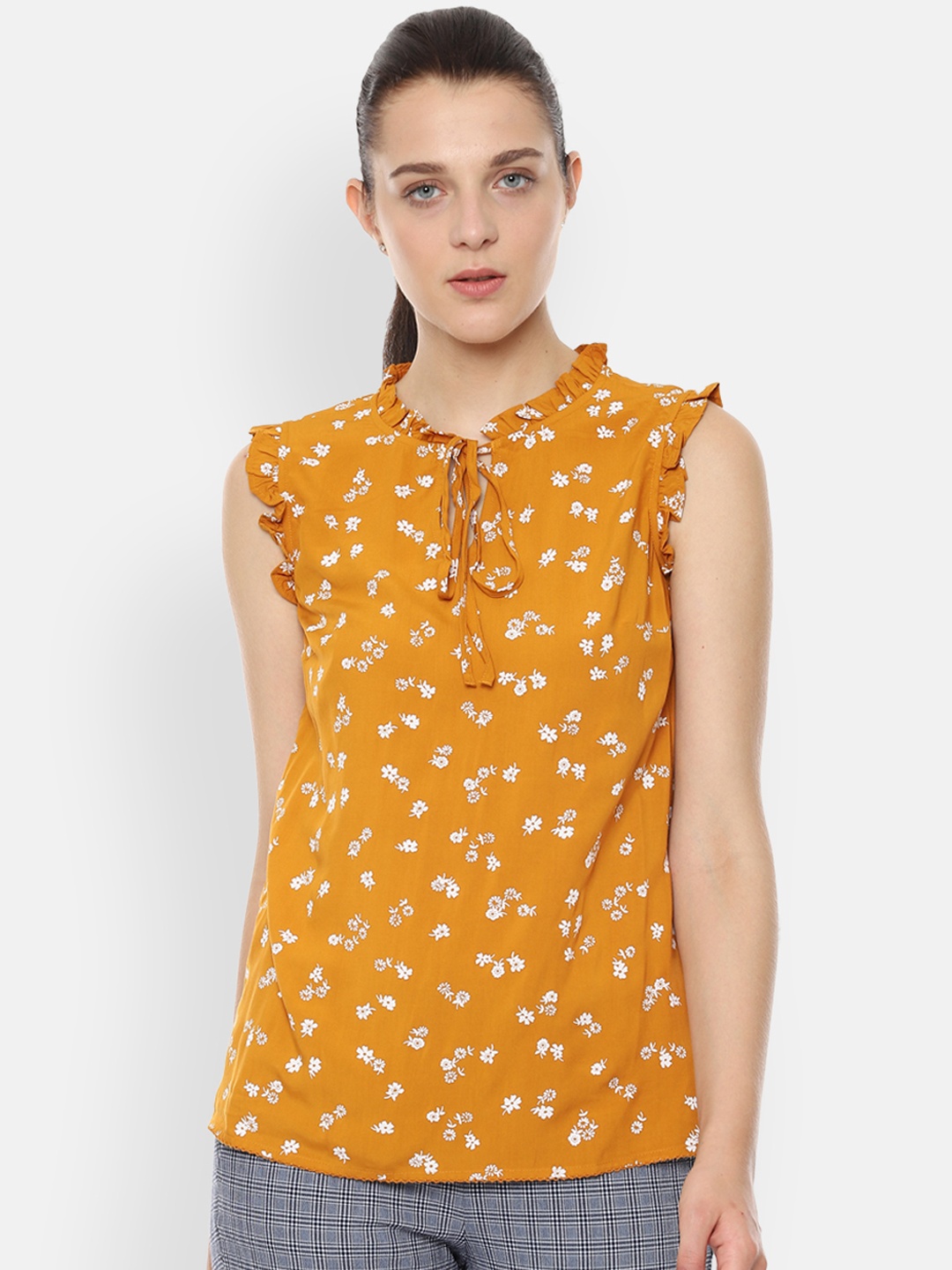 Van Heusen Women Yellow Printed Top