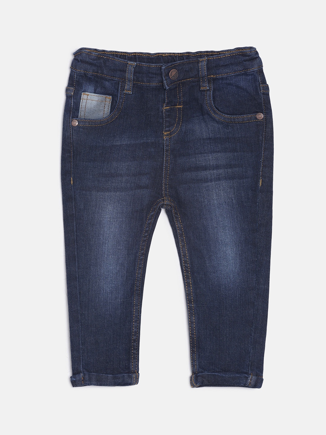 MINI KLUB Boys Navy Blue Regular Fit Mid-Rise Clean Look Stretchable Jeans