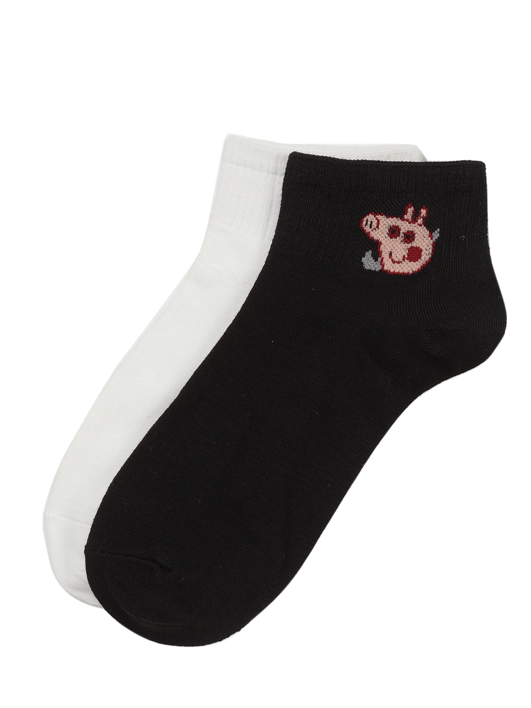 J Style Women Pack of 2 Solid Ankle-Length Socks, Black