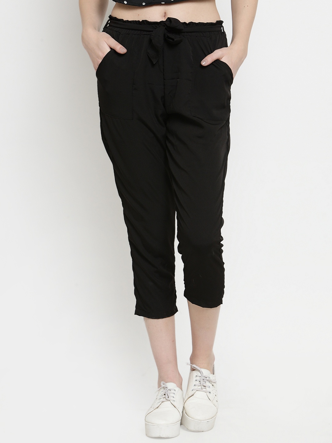 J Style Women Black Solid Slim Fit Capris
