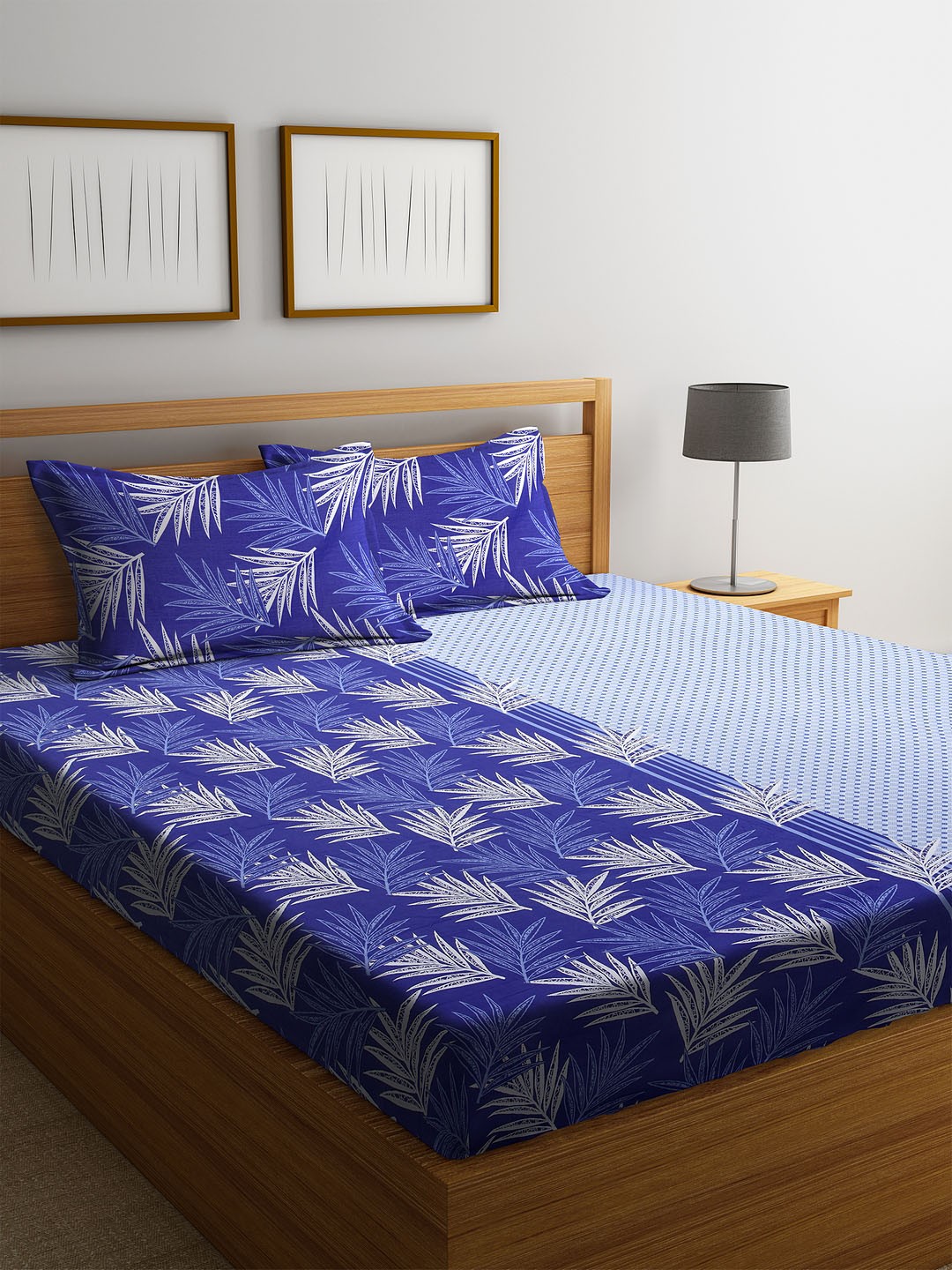 Cortina Blue & White Floral 144 TC Cotton 1 Double Queen Bedsheet with 2 Pillow Covers
Cortina Blue & White Floral 144 TC Cotton 1 Double Queen Bedsheet with 2 Pillow Covers