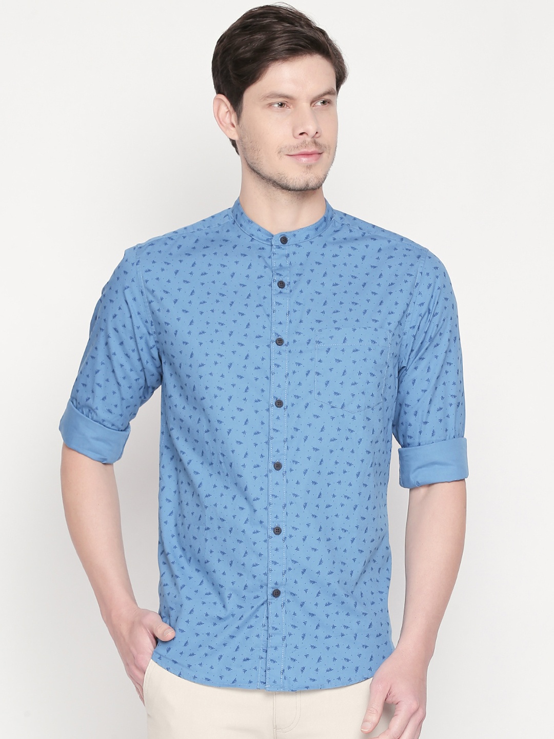 BYFORD by Pantaloons Men Blue Slim Fit Printed Casual Shirt
