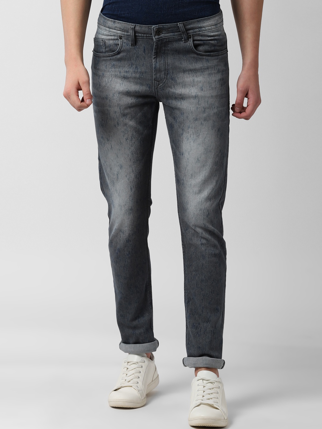Peter England Casuals Men Grey Slim Fit Mid-Rise Clean Look Stretchable Jeans