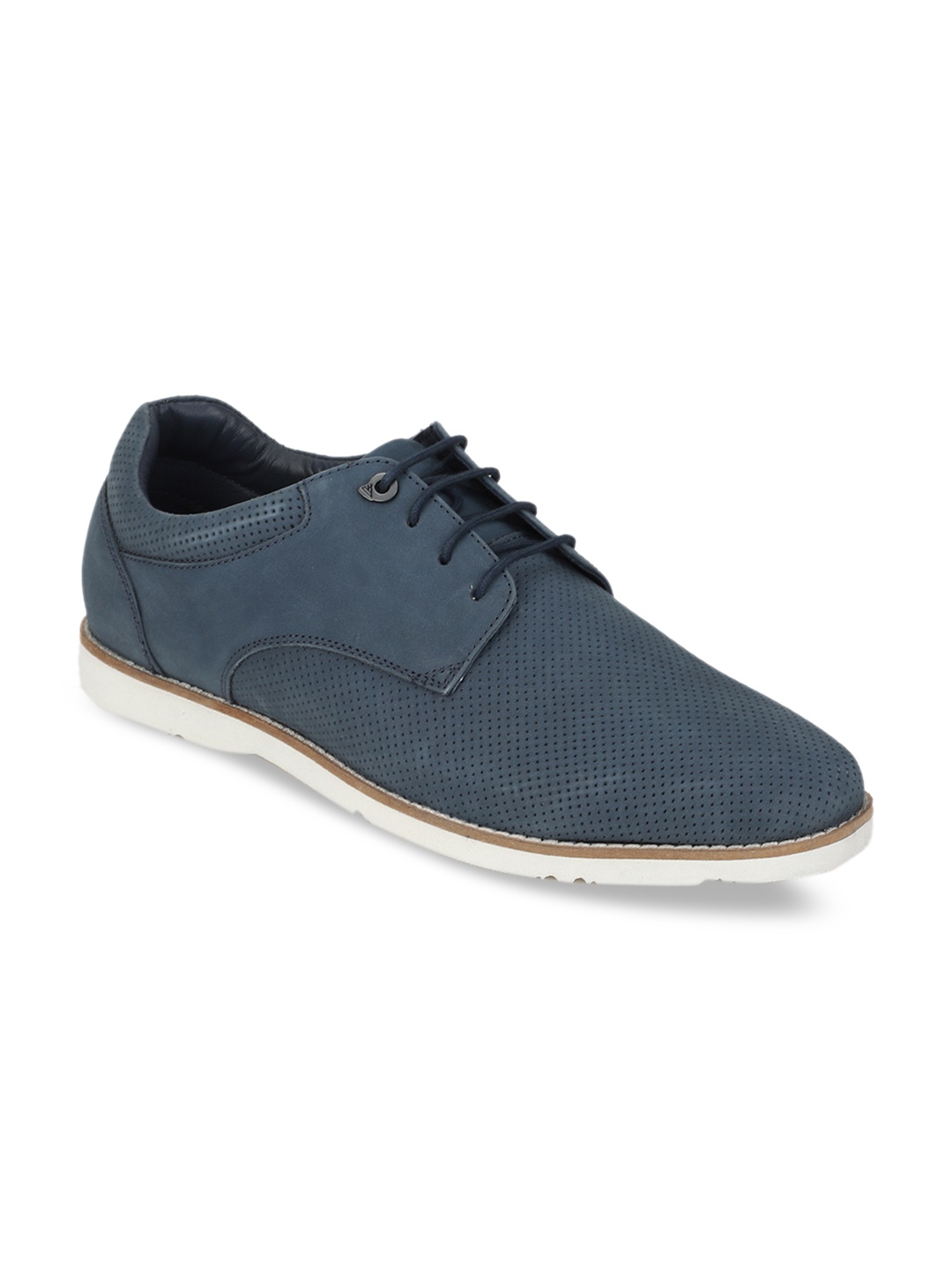 Van Heusen Men Navy Blue Leather Sneakers