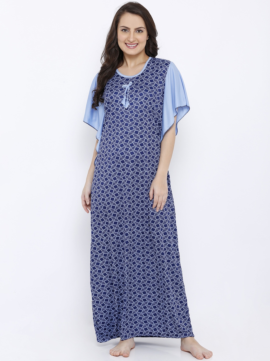 Pretty Awesome Blue Printed Nightdress