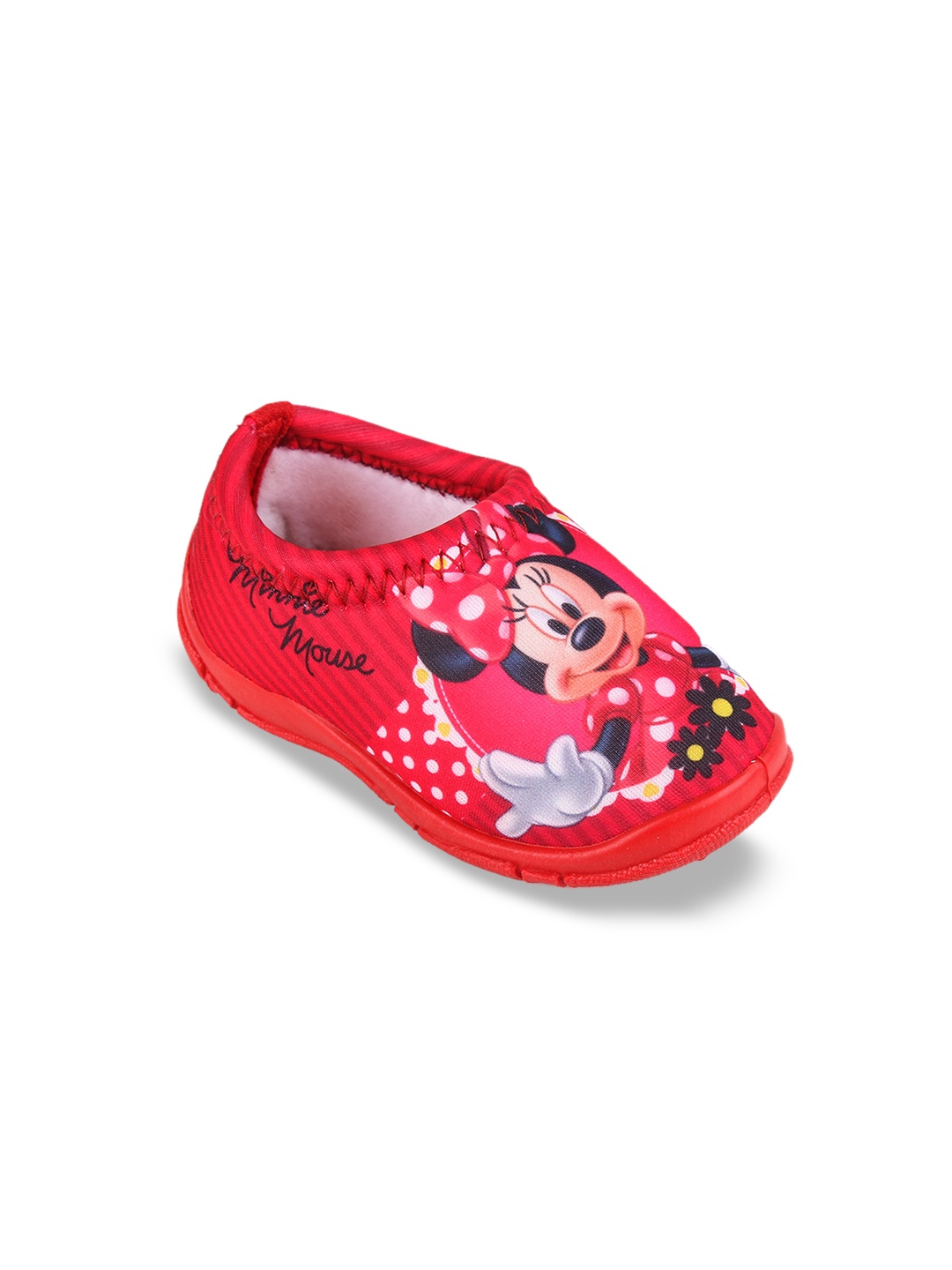 toothless Girls Red Minnie Mouse Printed Slip-On Sneakers