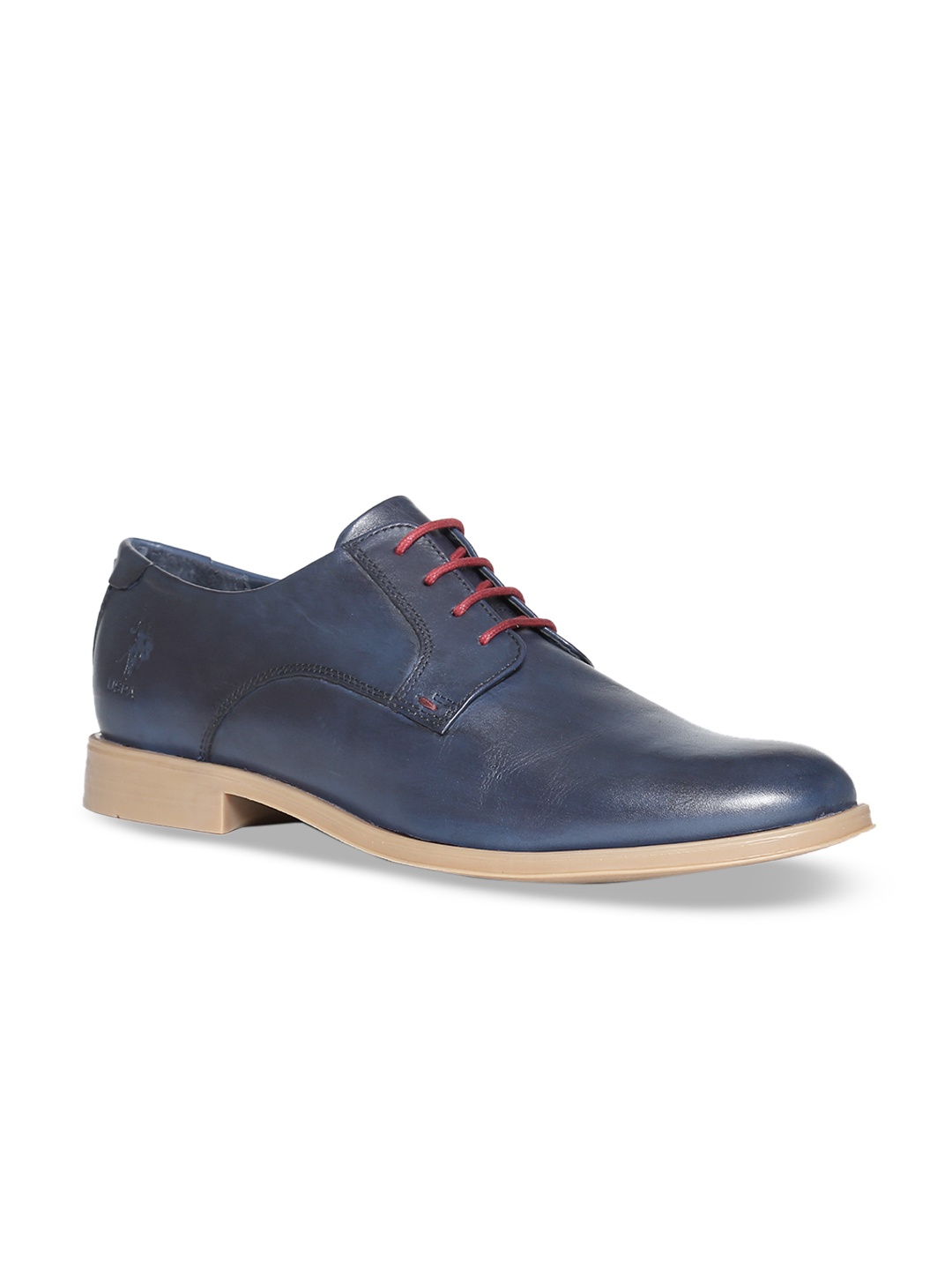 U.S. Polo Assn. Men Navy Blue Leather Derbys