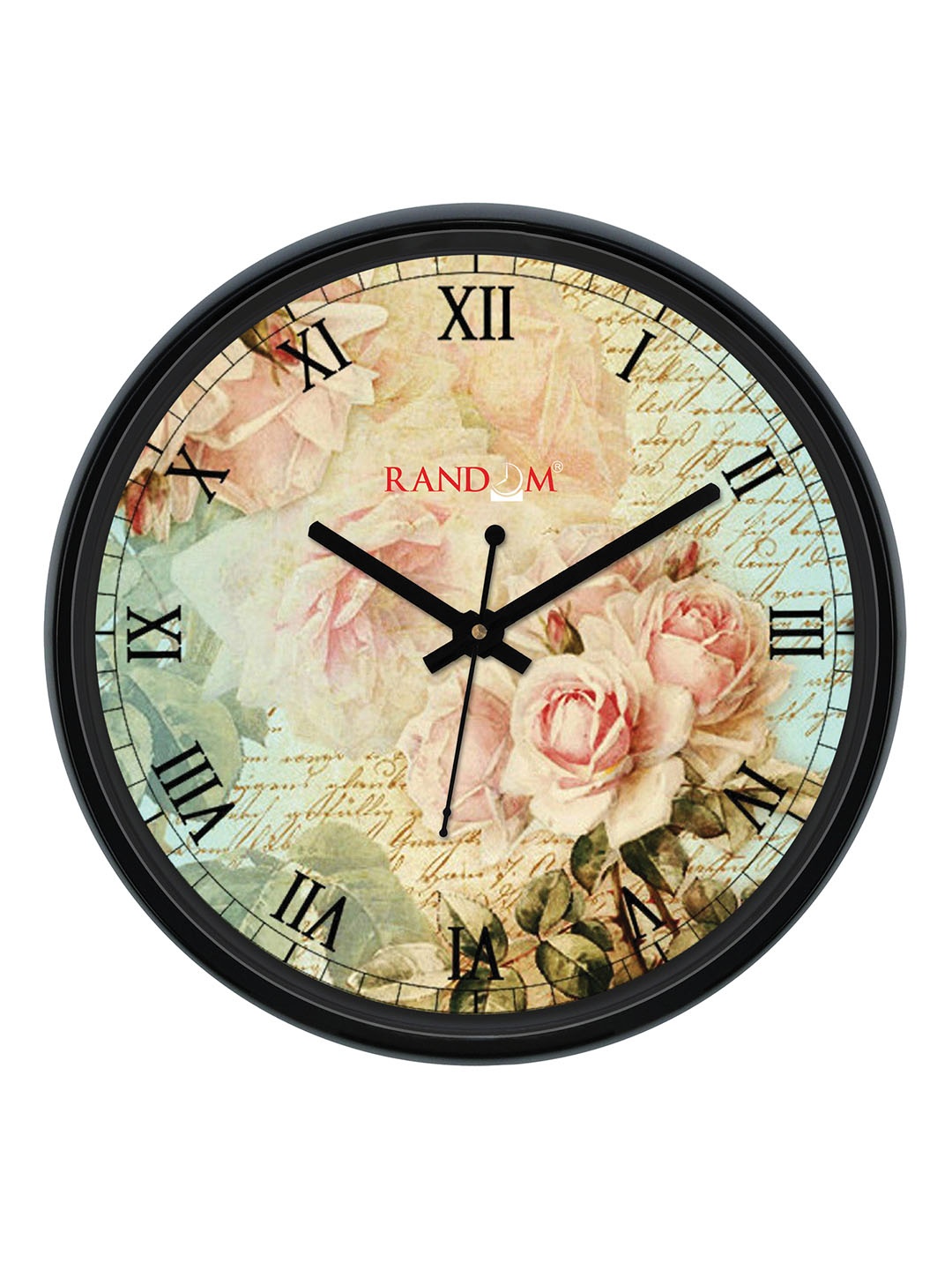 RANDOM Cream-Coloured & Pink Round Printed 30 cm Analogue Wall Clock