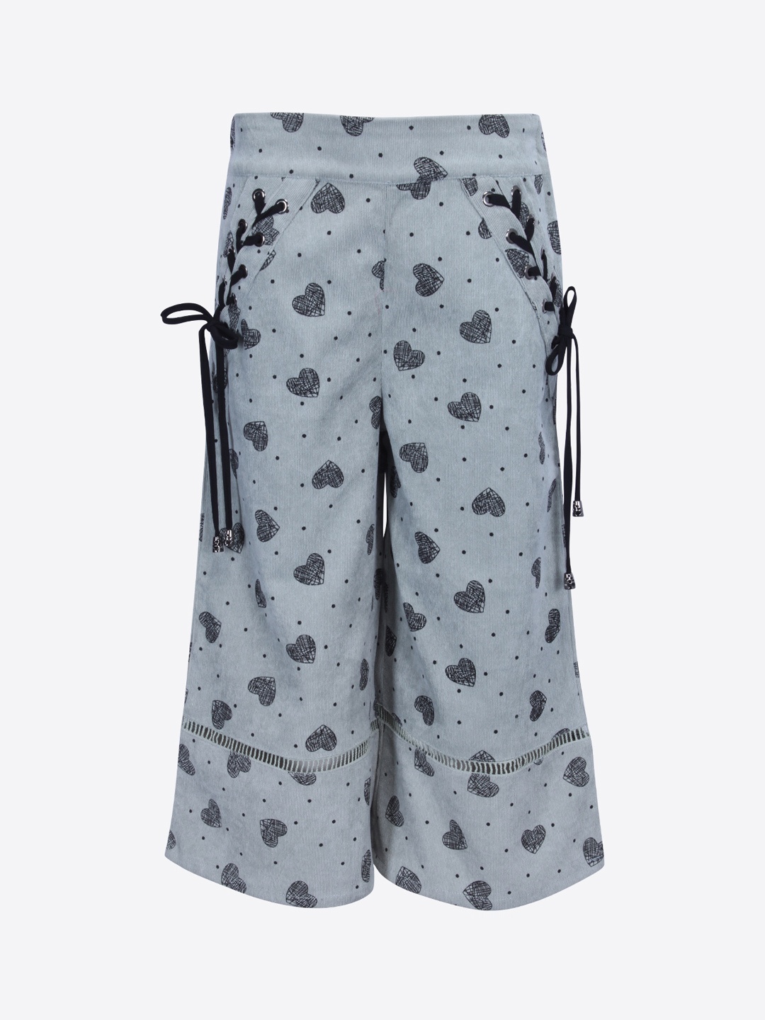 CUTECUMBER Girls Green & Black Smart Regular Fit Printed Parallel Trousers