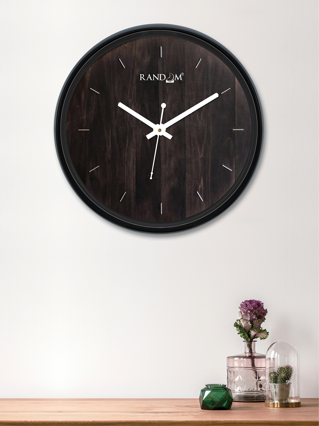 RANDOM Black Round Solid 30 cm Analogue Wall Clock