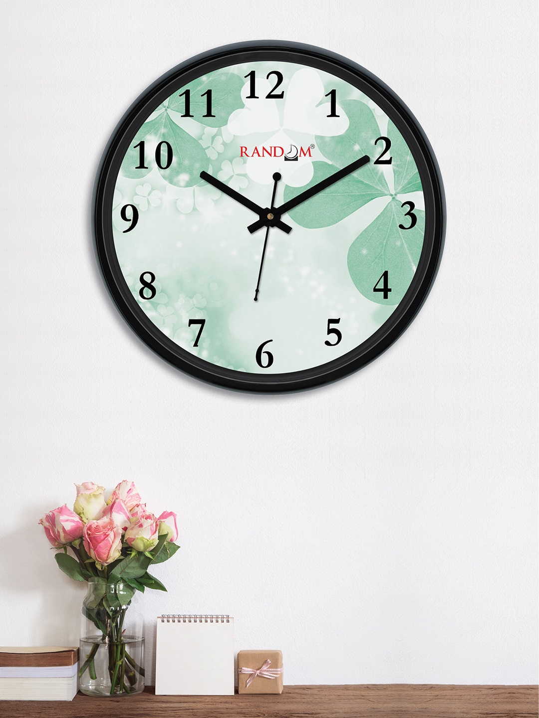 RANDOM Sea Green & Green Round Printed 30 cm Analogue Wall Clock