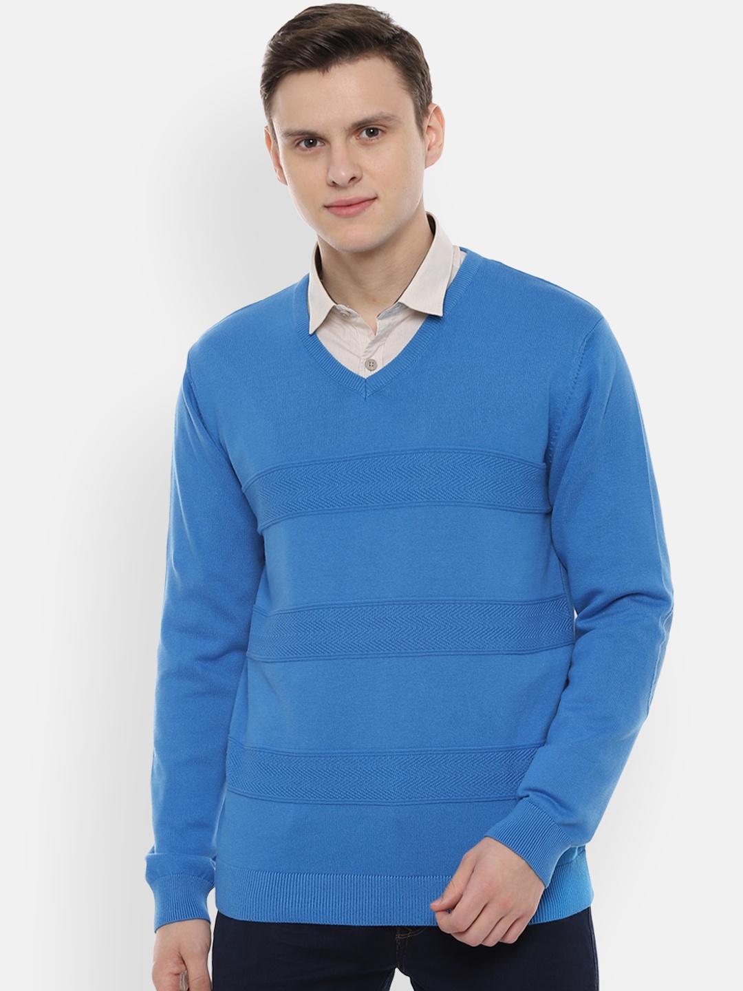 Allen Solly Sport Men Blue Self Design Sweater