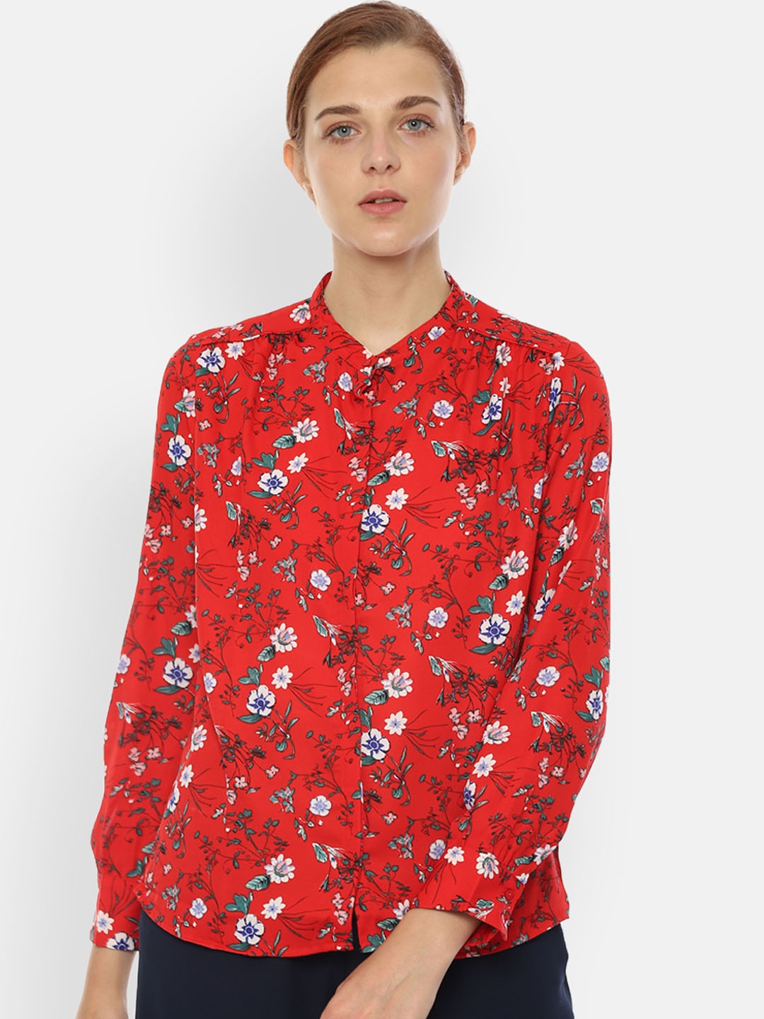 Van Heusen Woman Red Regular Fit Printed Casual Shirt