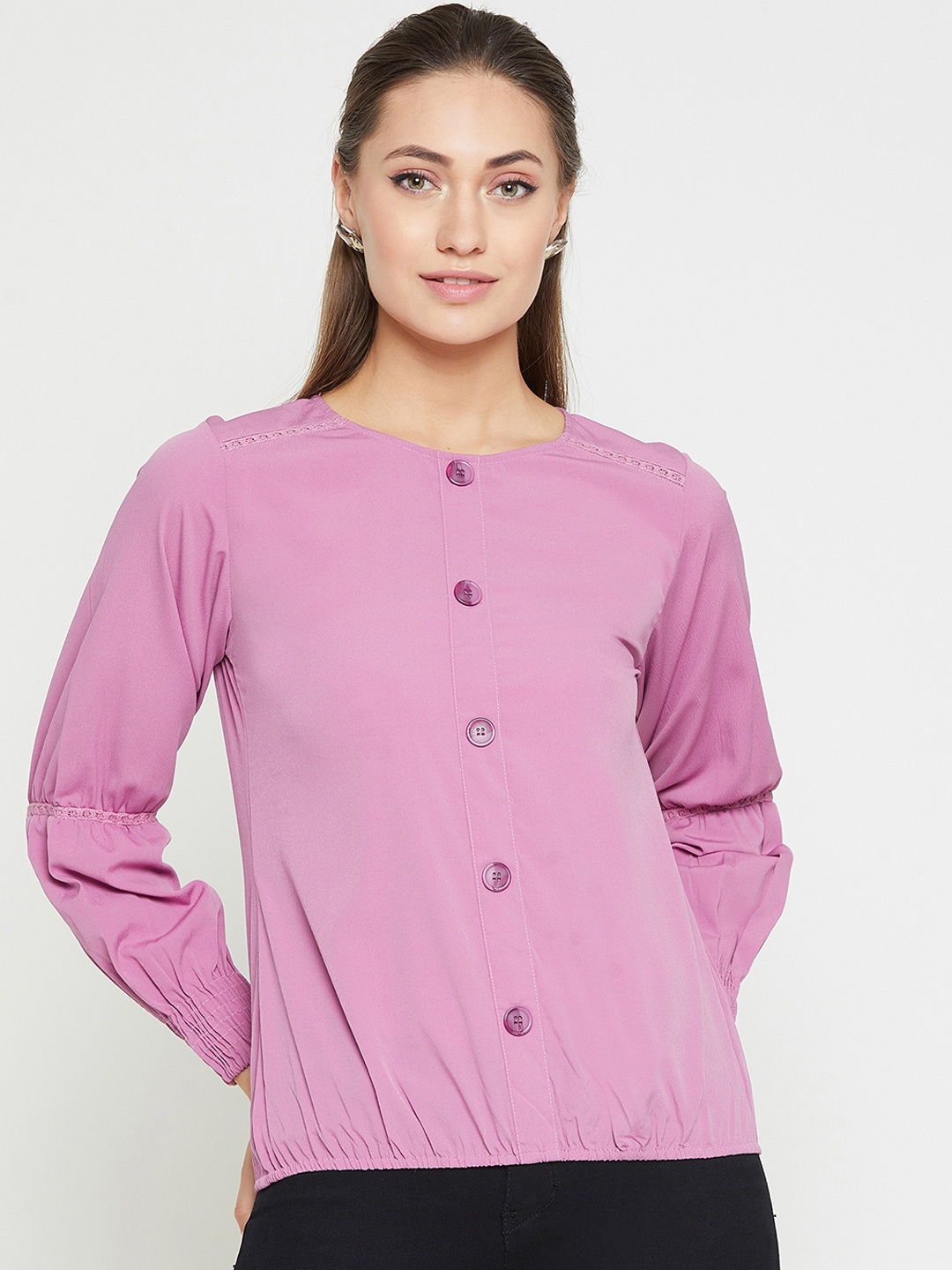 RARE Women Purple Solid Top