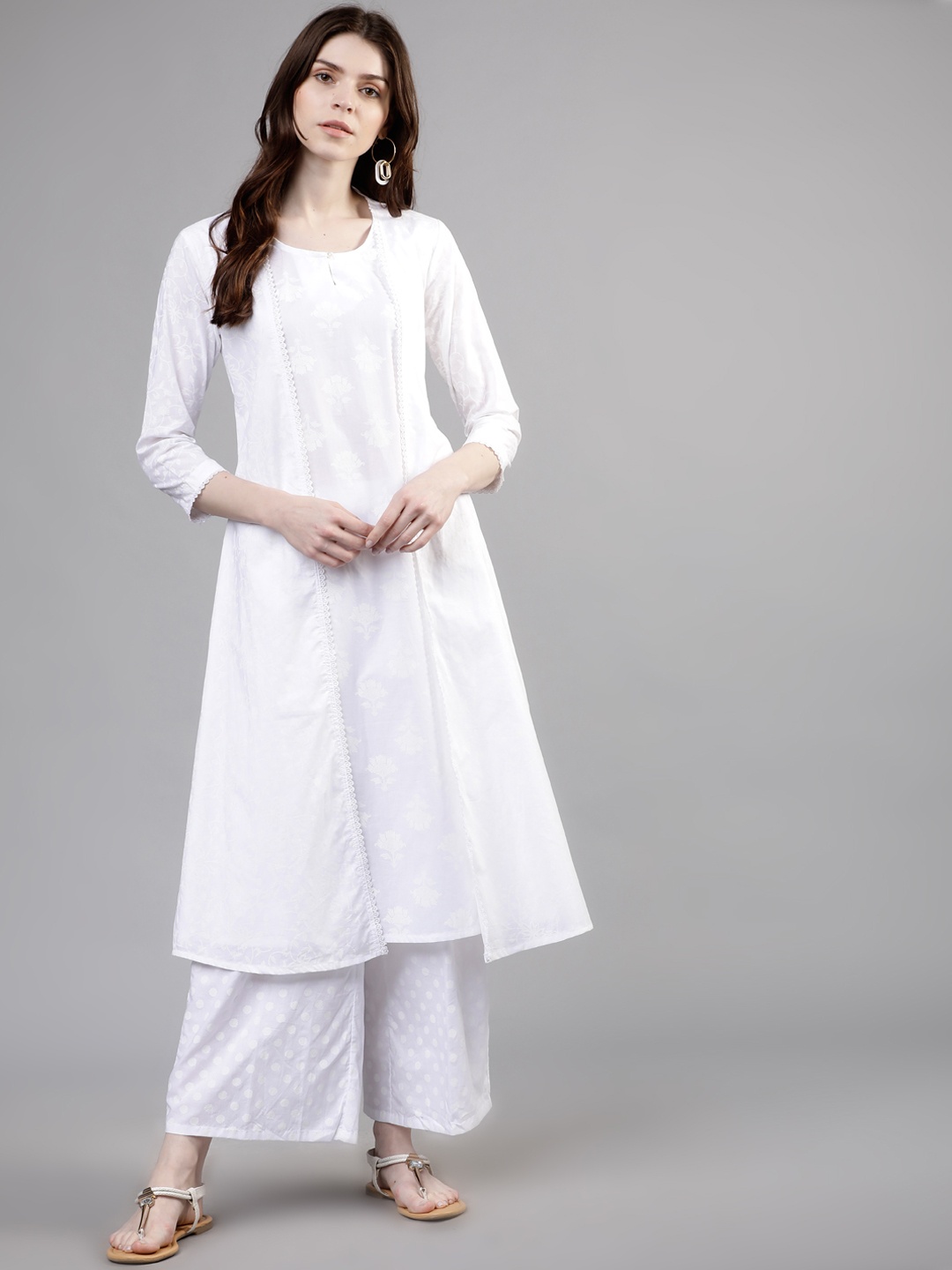 Vishudh Women Off-White Floral Printed A-Line Kurta