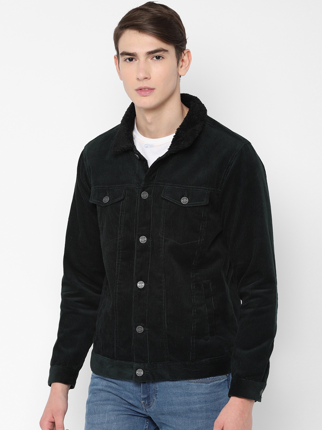 People Men Green Striped Tailored Jacket