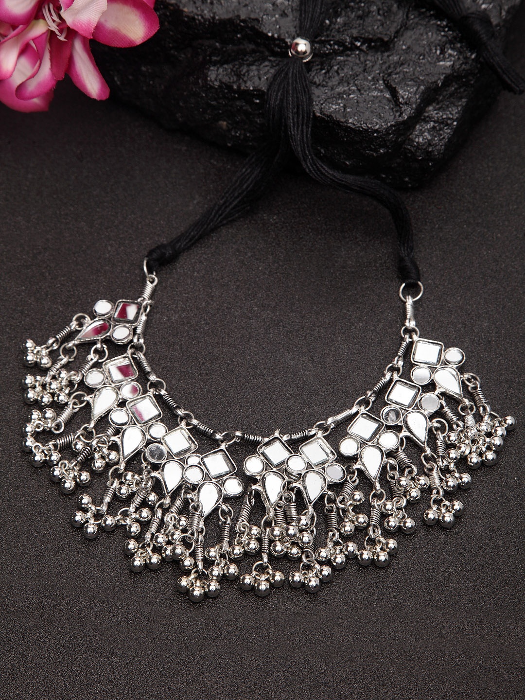 Moedbuille Silver-Plated Handcrafted Oxidised Necklace