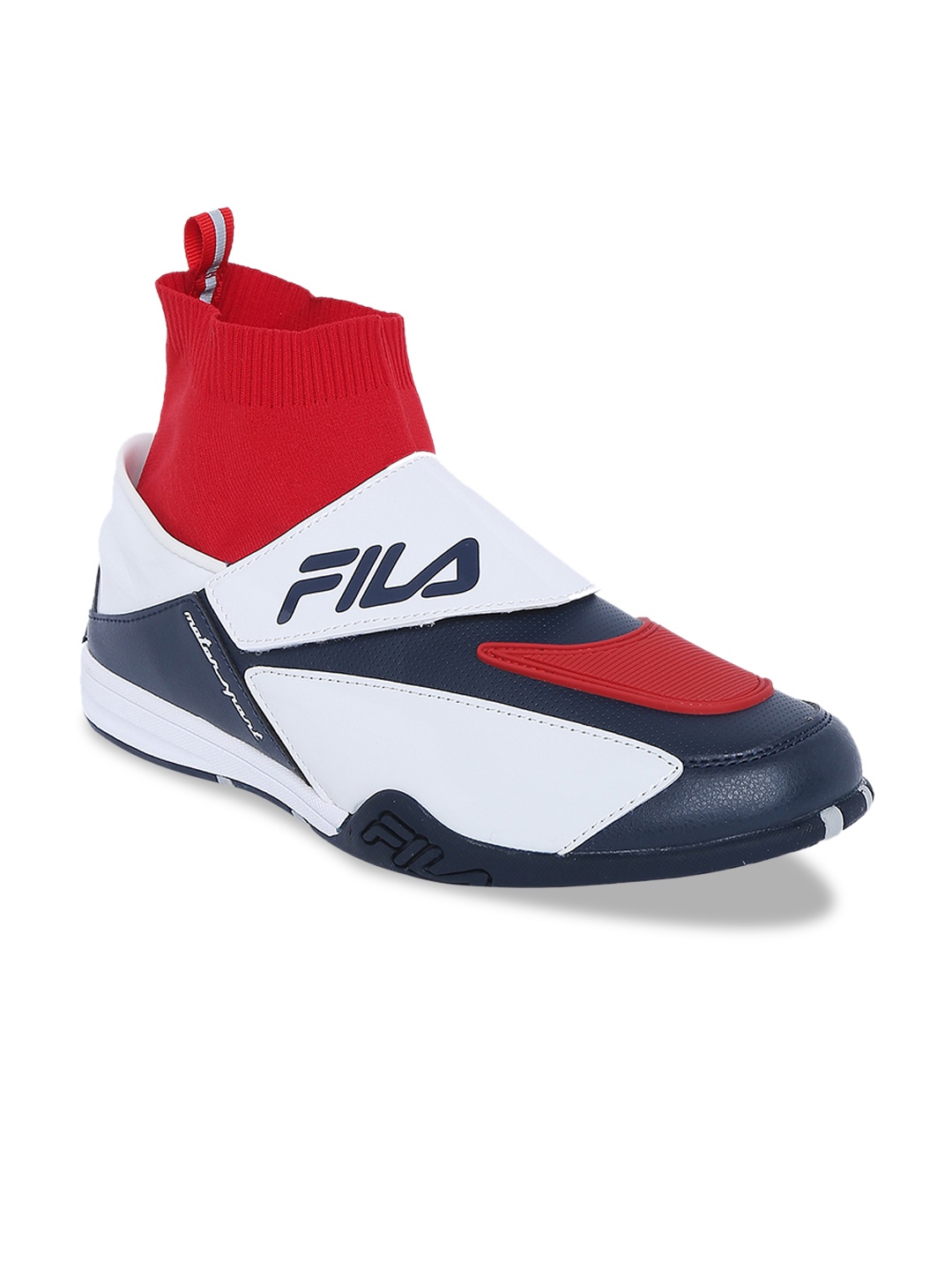 FILA Men Navy Blue & White Mesh Mid-Top Training or Gym Shoes