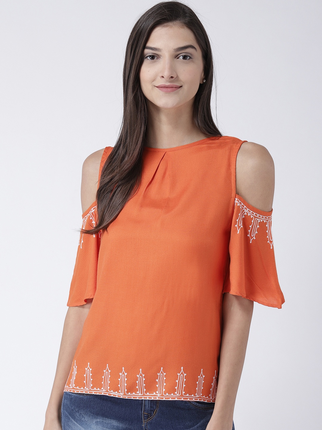 MsFQ Women Orange Printed Top