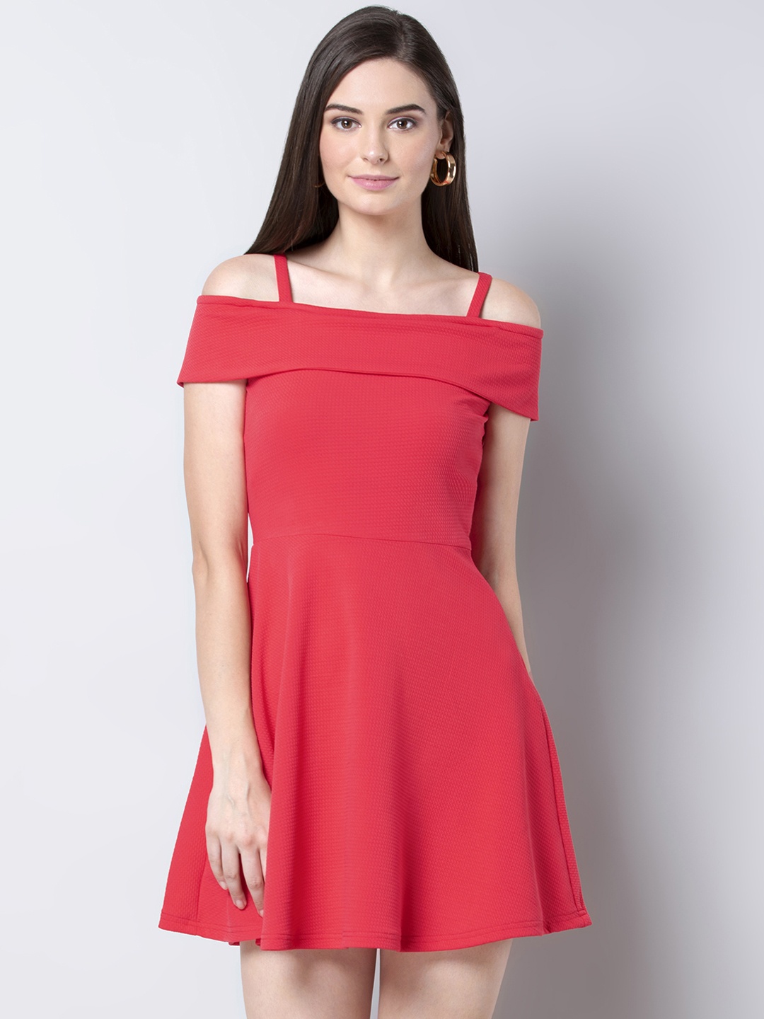 FabAlley Women Pink Solid Fit and Flare Dress
