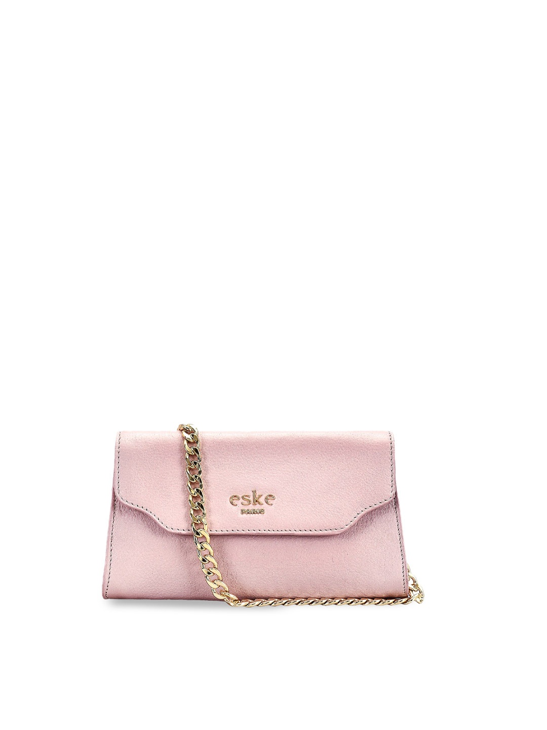 Eske Pink Solid Leather Sling Bag