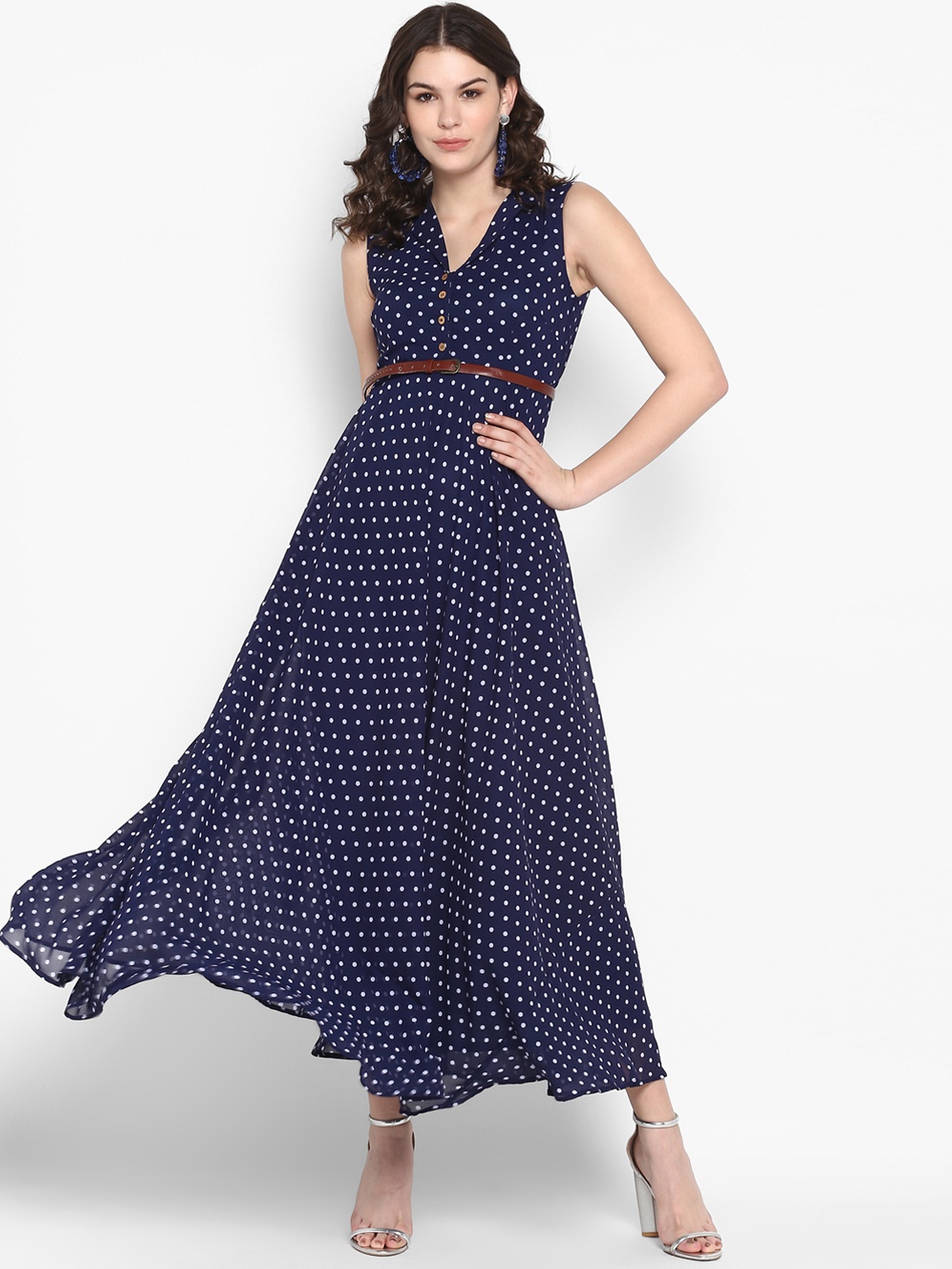 The Vanca Women Printed Blue Maxi Dress