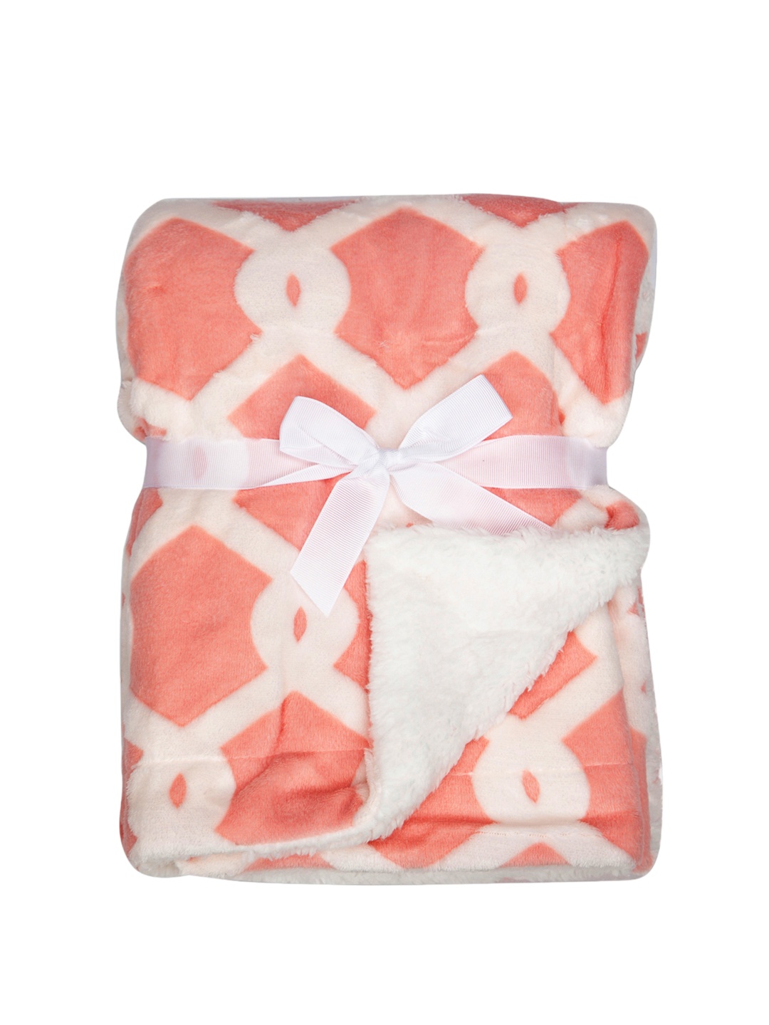 MeeMee Kids Pink & White Geometric Mild Winter 300 GSM Double Bed Blanket