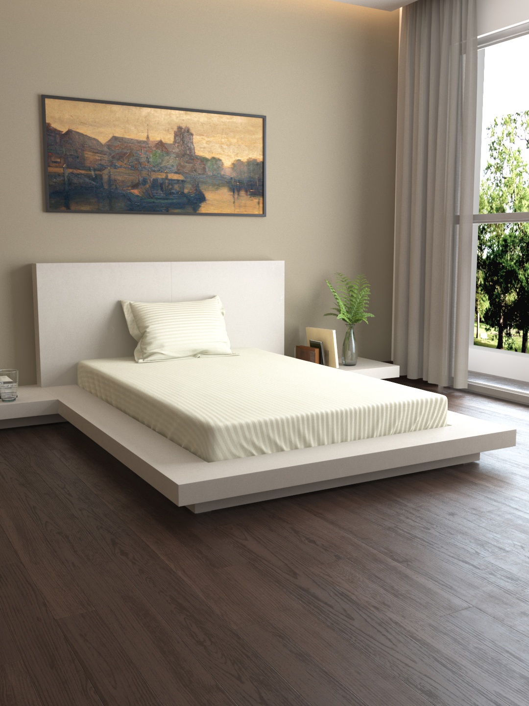 MARK HOME White & Green Striped 400 TC Cotton 1 Single Bedsheet with 1 Pillow Covers
MARK HOME White & Green Striped 400 TC Cotton 1 Single Bedsheet with 1 Pillow Covers