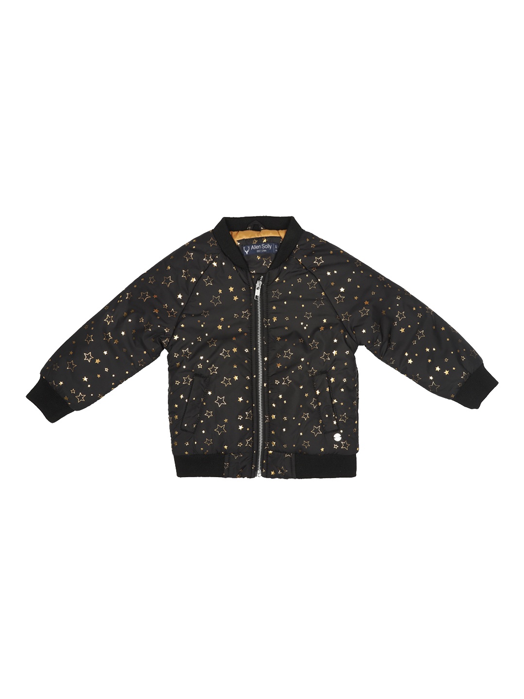 Allen Solly Junior Girls Black Printed Jacket