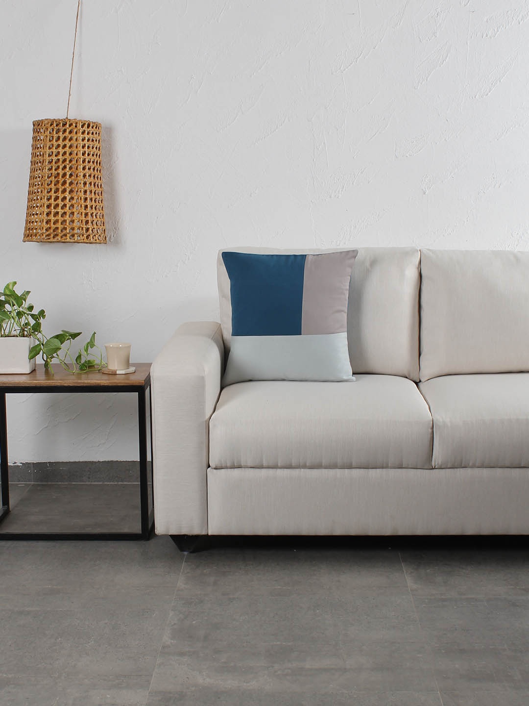 House This Blue & Grey Colourblocked Square Cushion Covers