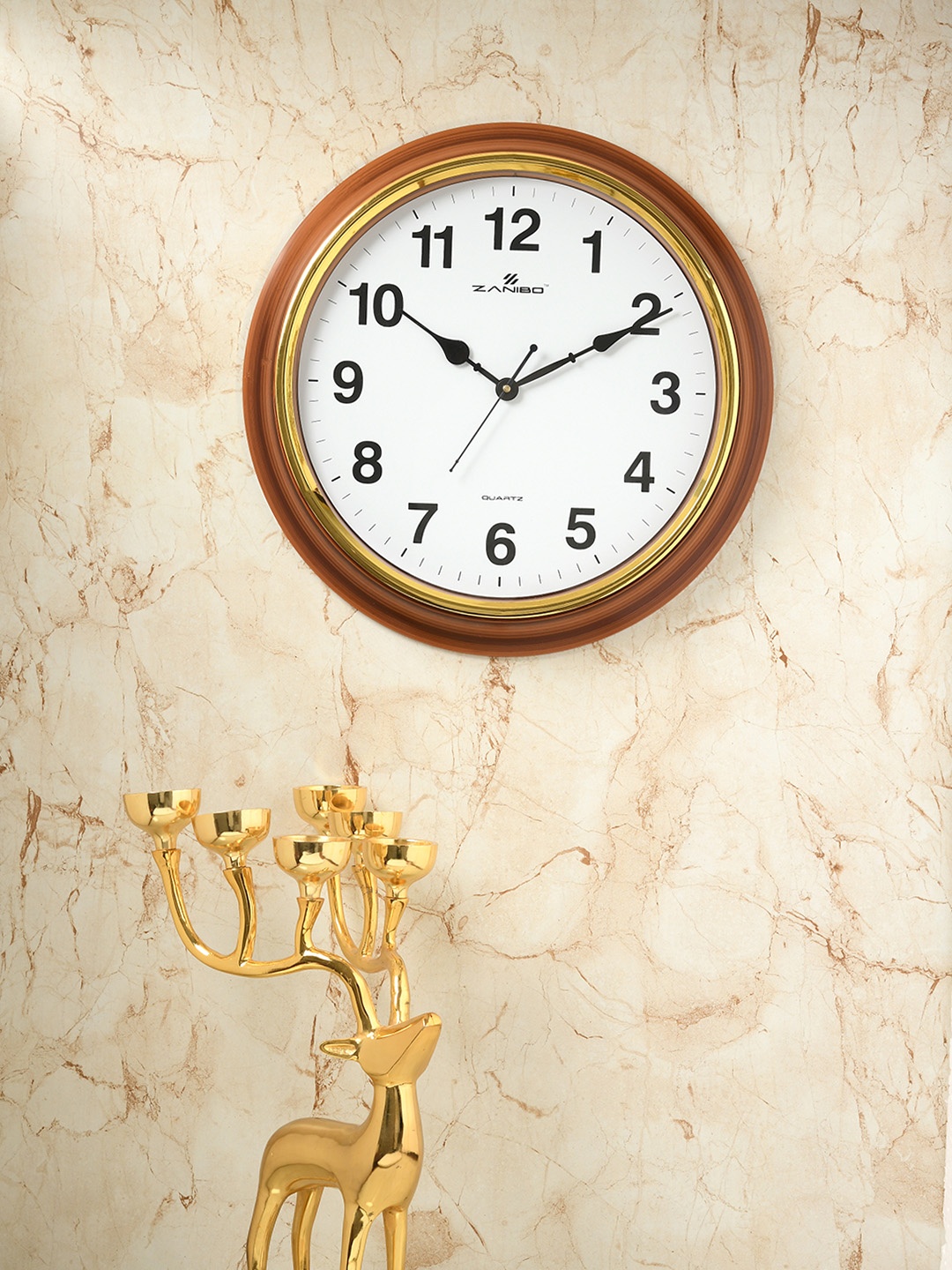 ZANIBO White Round Solid 32 cm Analogue Wall Clock