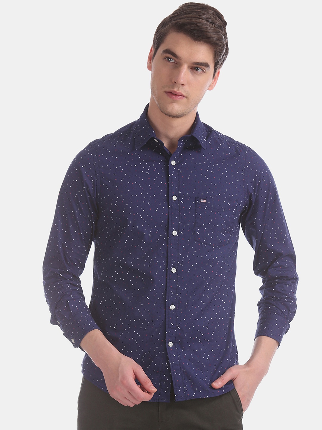 Arrow Sport Men Blue & White Slim Fit Printed Casual Shirt