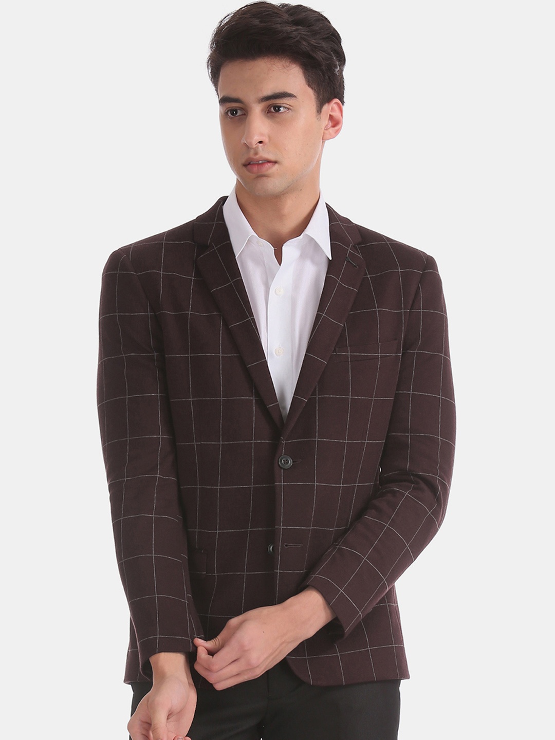 Arrow New York Men Brown Checked Single-Breasted Zero Calorie Slim-Fit Formal Blazer
Arrow New York Men Brown Checked Single-Breasted Zero Calorie Slim-Fit Formal Blazer