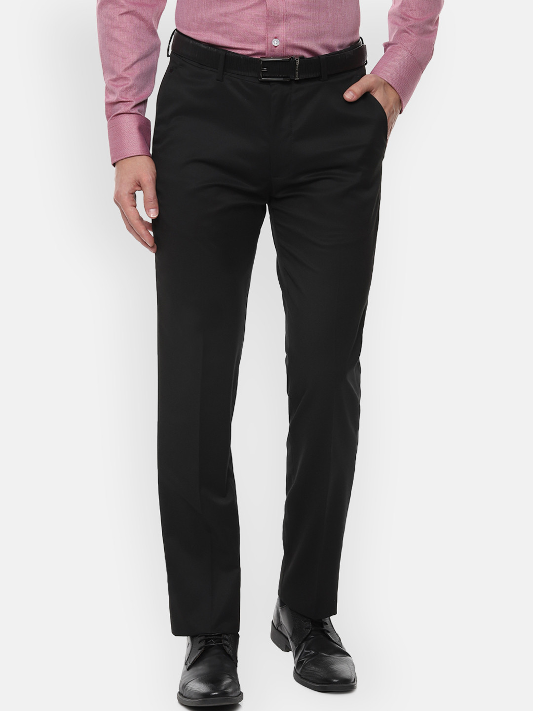 Louis Philippe Permapress Men Black Slim Fit Solid Formal Trousers 
Louis Philippe Permapress Men Black Slim Fit Solid Formal Trousers