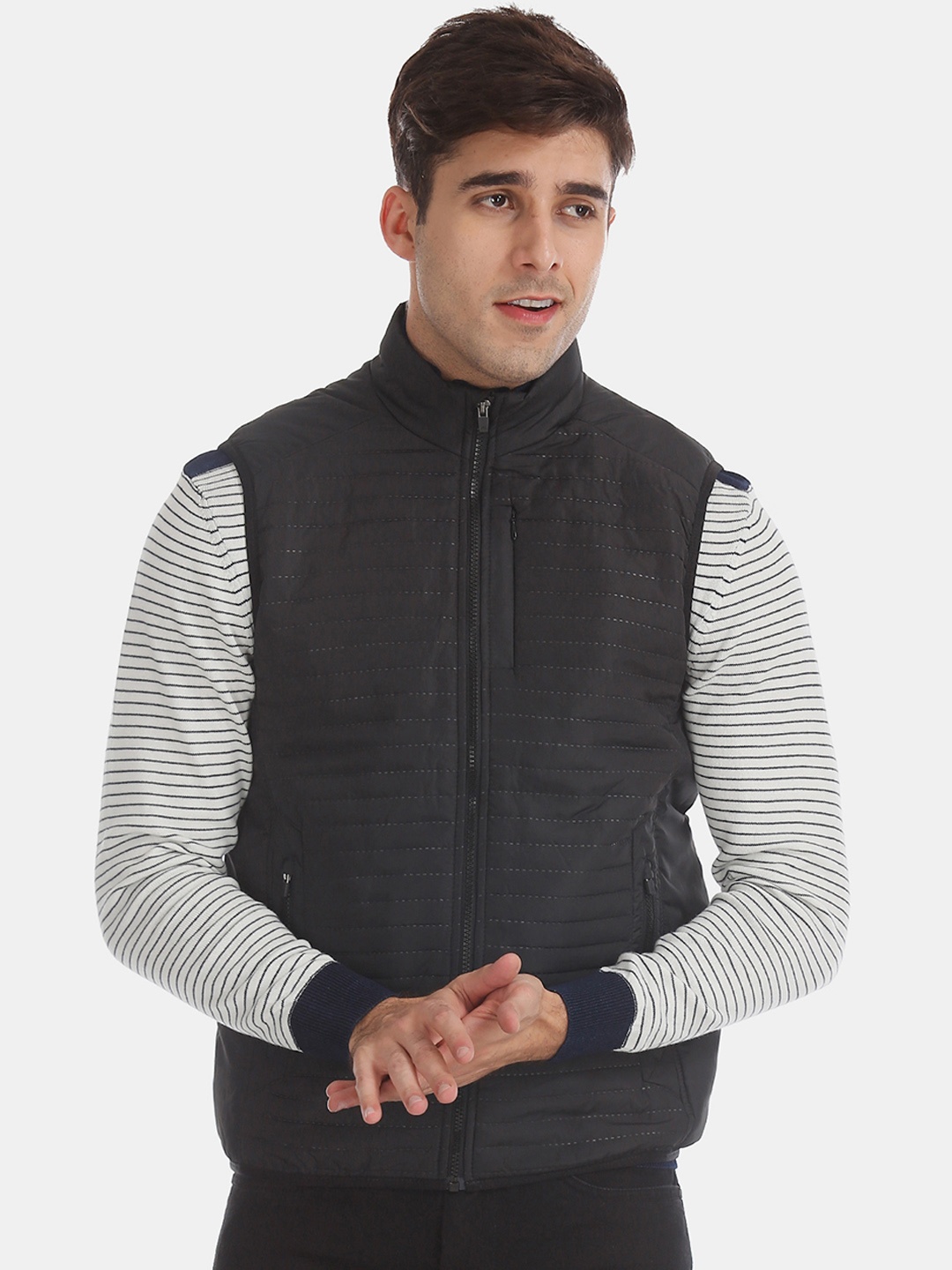 Arrow Sport Men Black Solid Puffer Jacket Jacket