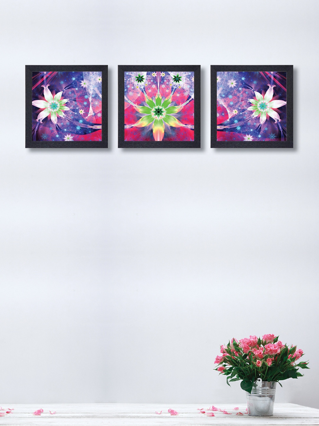 nest ART Set of 3 Multicoloured Abstract Synthetic Wood Wall Art, Multi