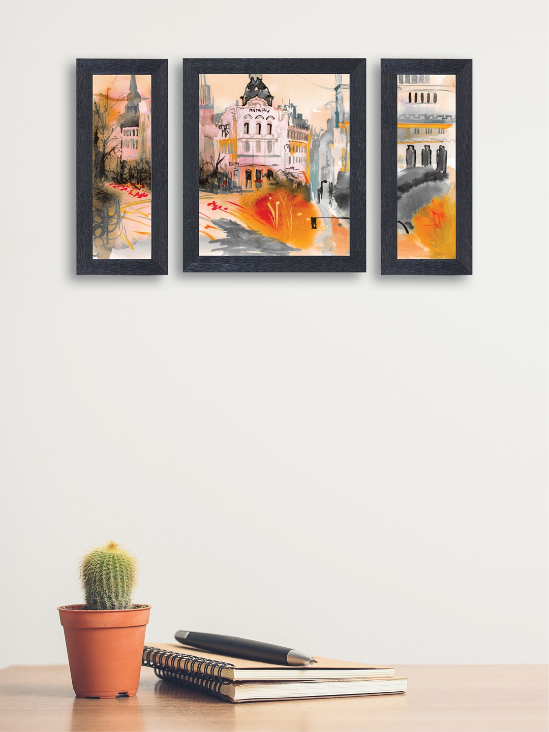 nest ART Set of 3 Multicoloured Synthetic Wood Wall Art, Multi