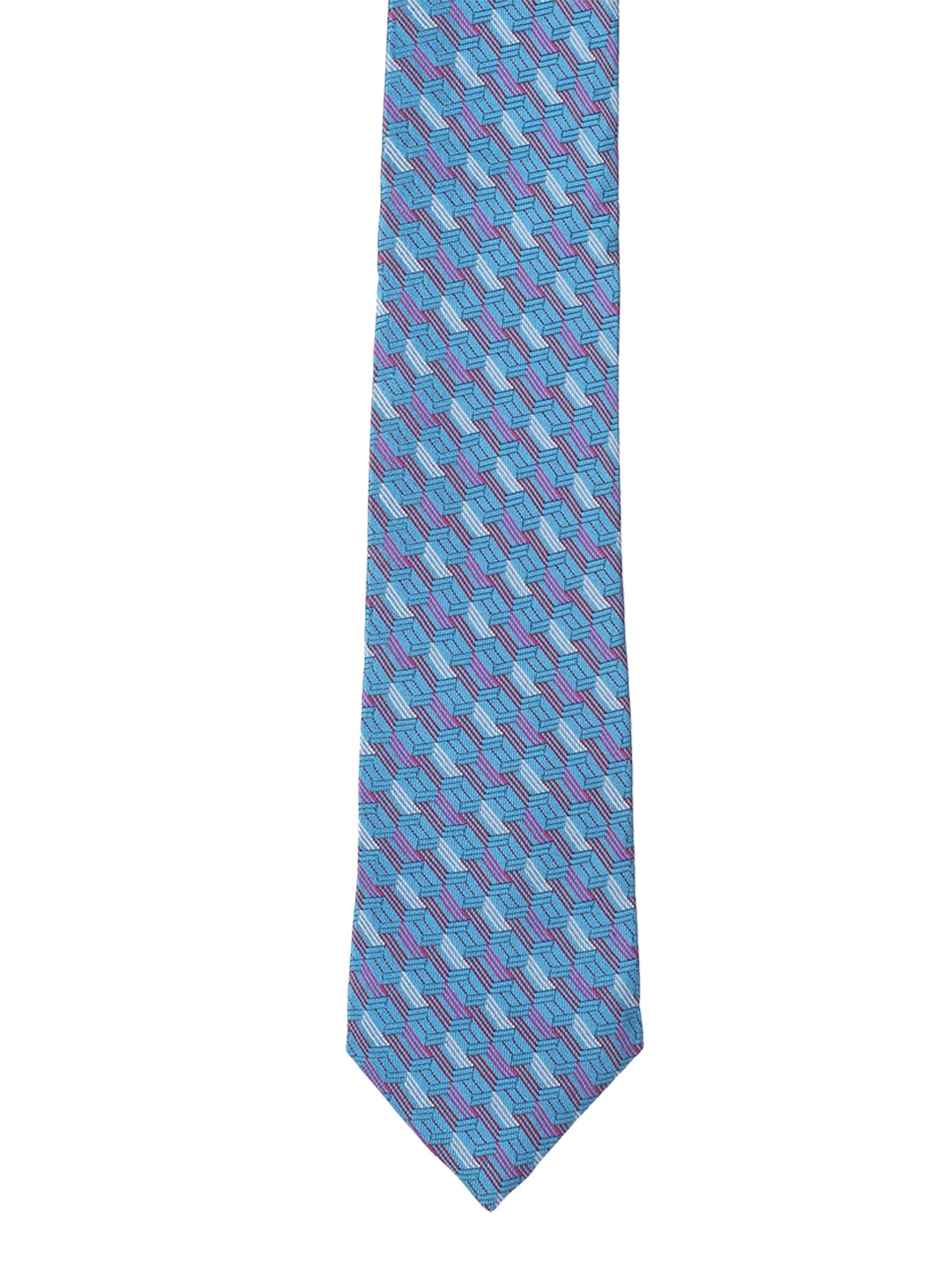 Peter England Blue & Grey Woven Design Broad Silk Tie