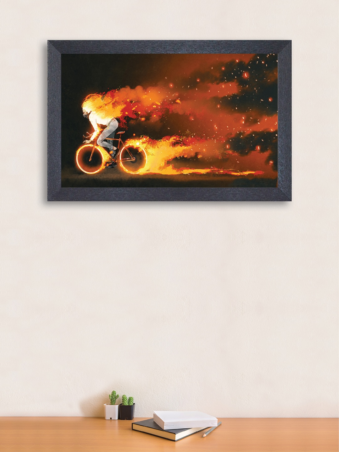 nest ART Orange & Black Abstract Framed Painting