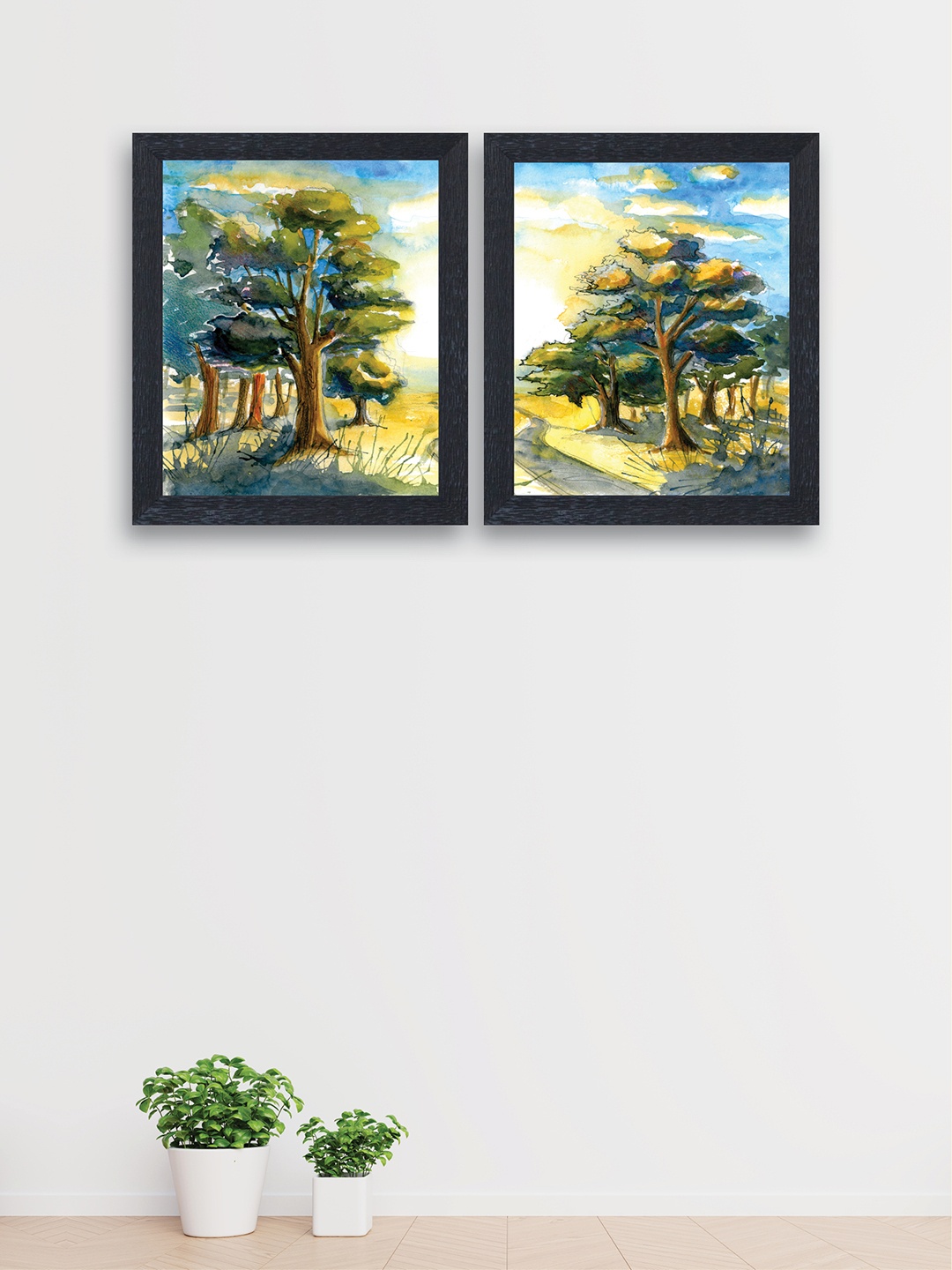 nest ART Set of 2 Abstract Wall Arts, Yellow
