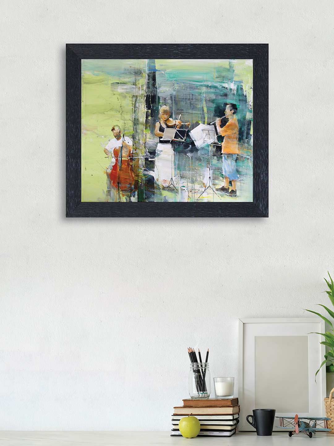 nest ART Green and Blue Abstract Framed Wood Wall Art