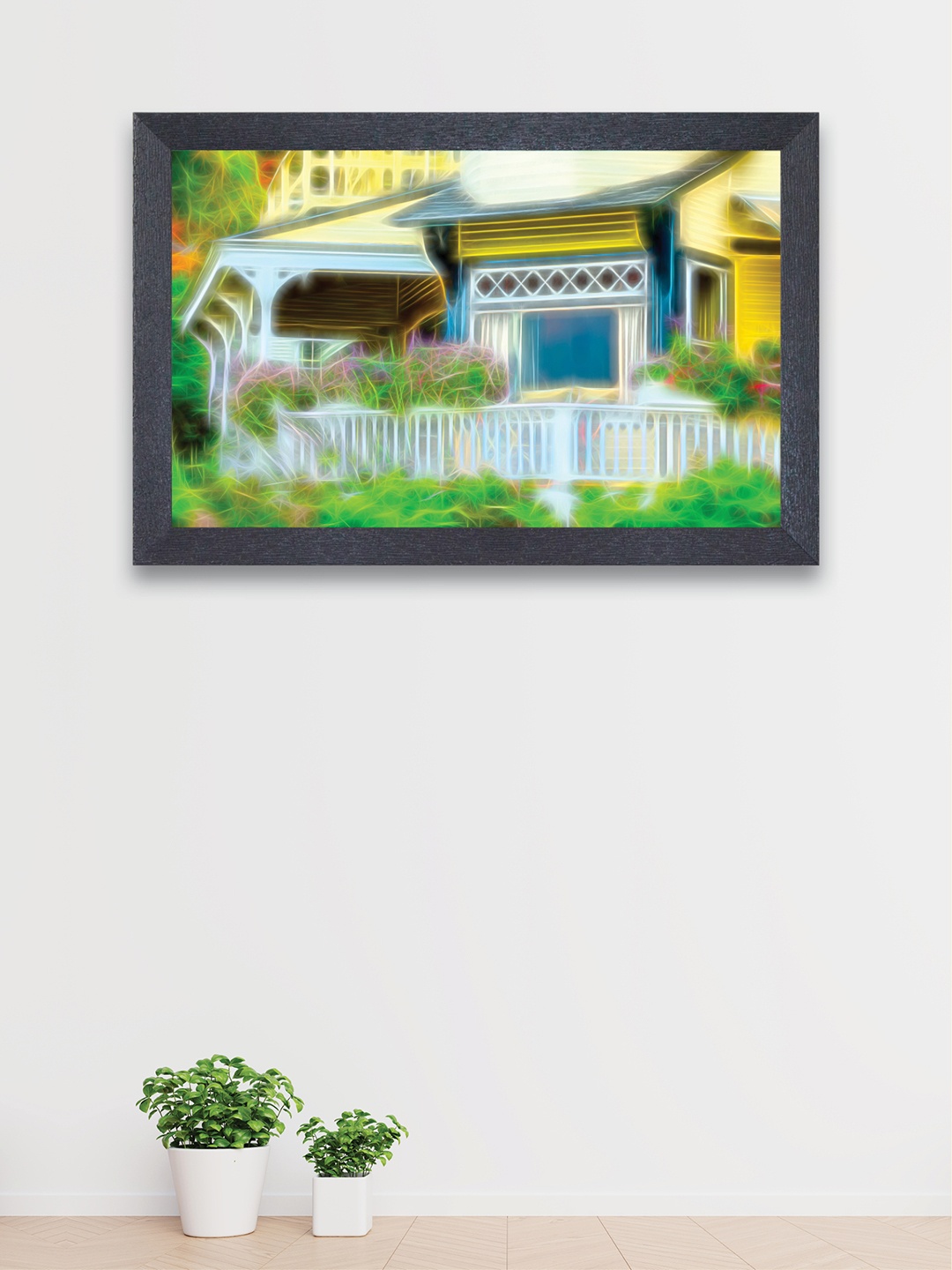 nest ART White & Green Landscape Framed Painting