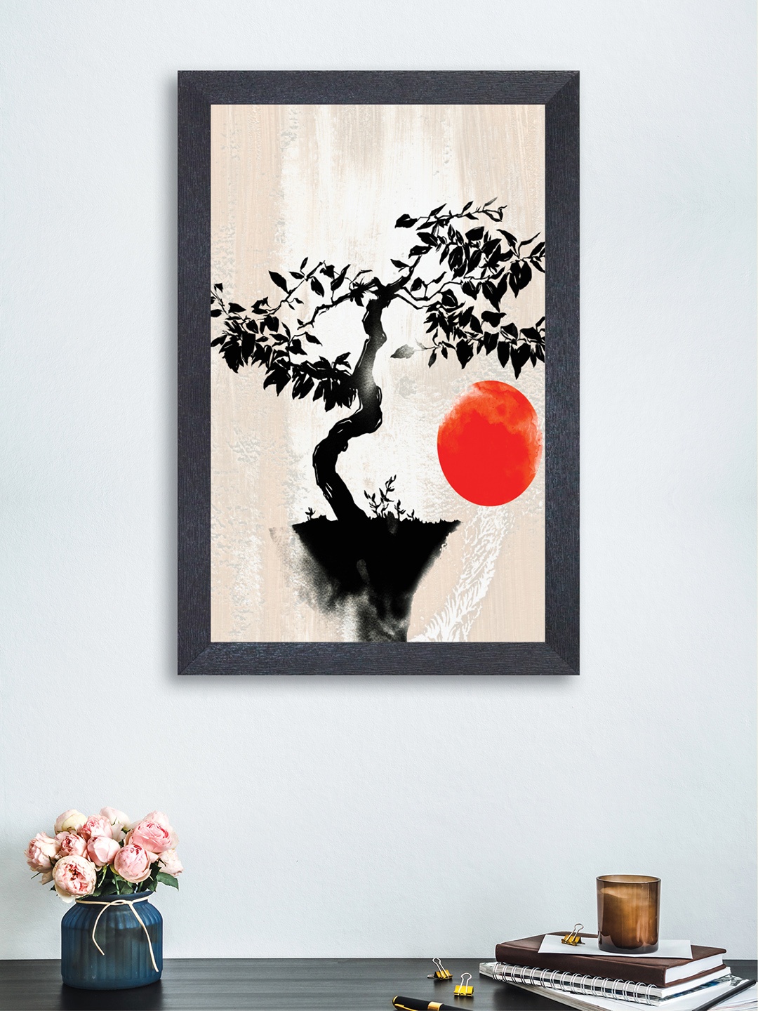 nest ART Beige & Black Abstract Framed Wall Art