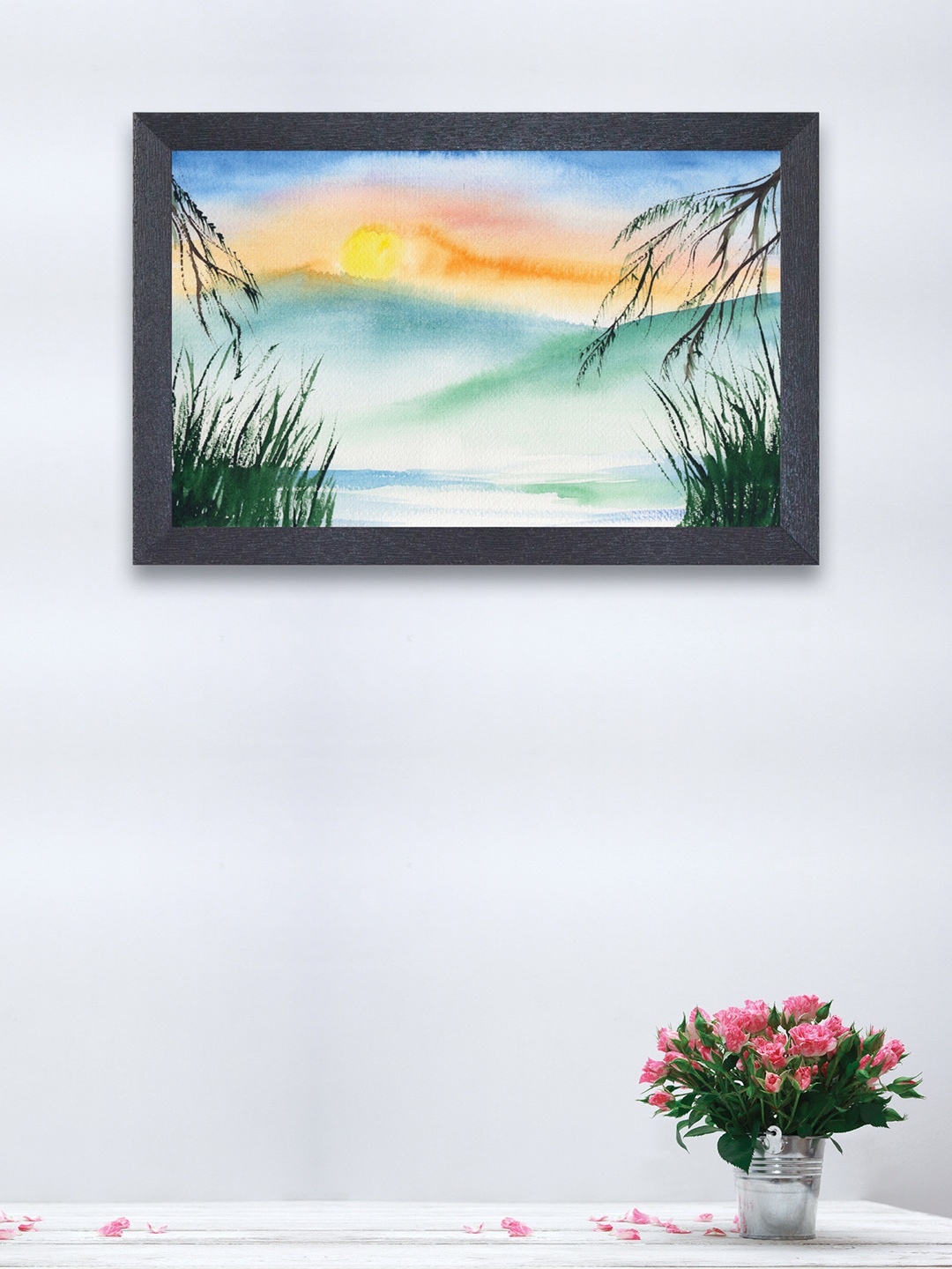nest ART Blue & Green Textured Frame Nature Wall Art