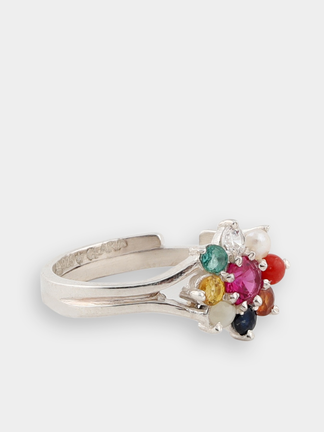 CLARA Women 92.5 Sterling Silver Rhodium-Plated Garnet Stone Embellished Adjustable Ring
CLARA Women 92.5 Sterling Silver Rhodium-Plated Garnet Stone Embellished Adjustable Ring