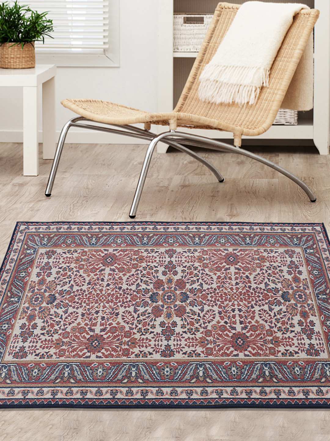 RUGSMITH Maroon & Brown Patterned Anti-Skid Rectangle Carpet, Navy blue 
RUGSMITH Maroon & Brown Patterned Anti-Skid Rectangle Carpet, Navy blue