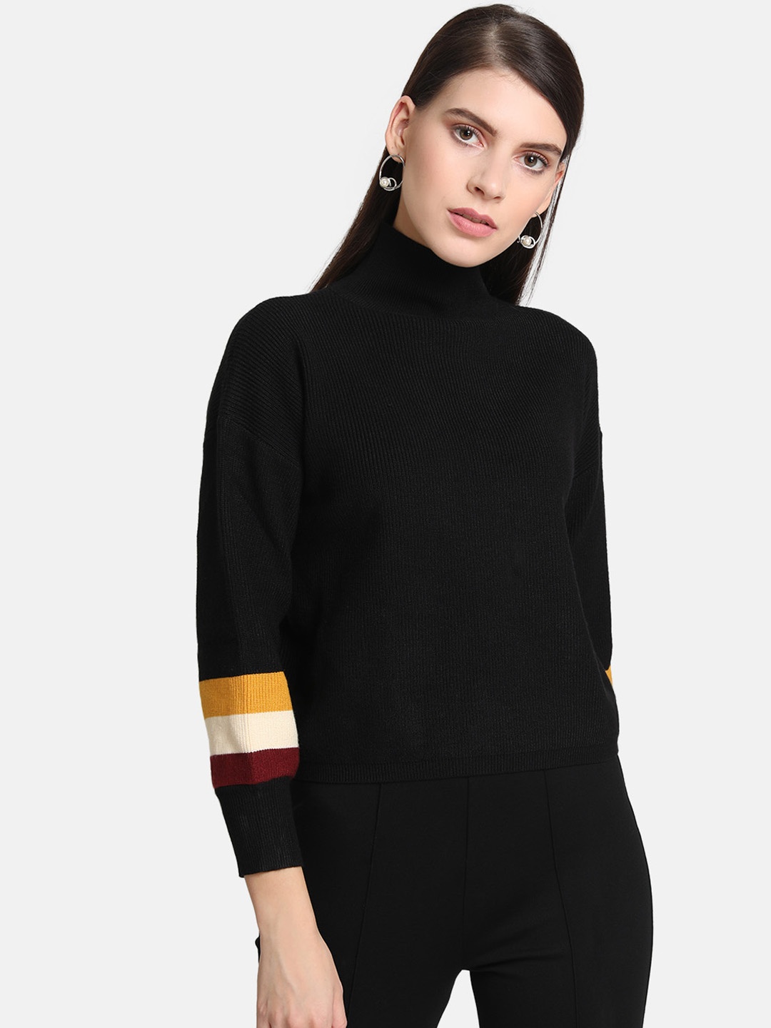 Kazo Women Black Solid Sweater
