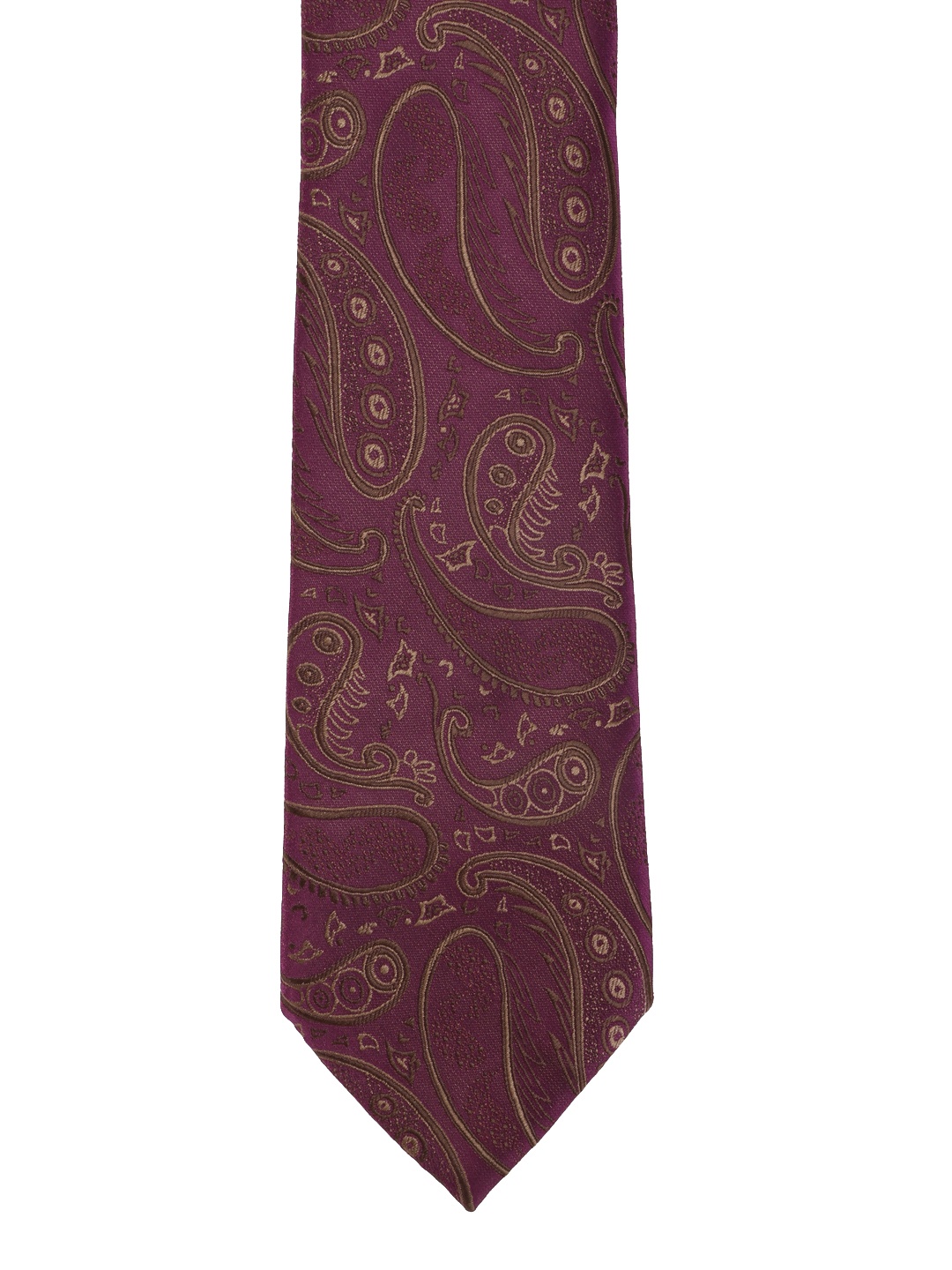 Calvadoss Men Burgundy & Brown Woven Design Broad Tie